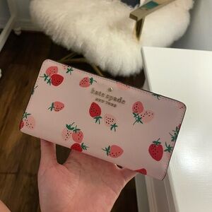 Kate Spade Madison Large Slim Bifold Strawberry Wallet